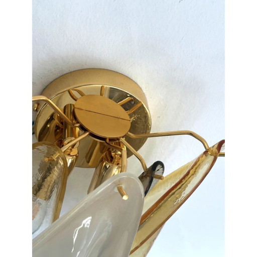 Contemporary Modern Multicolor Amber "Rondini" Murano Wall Sconces- Set of Two