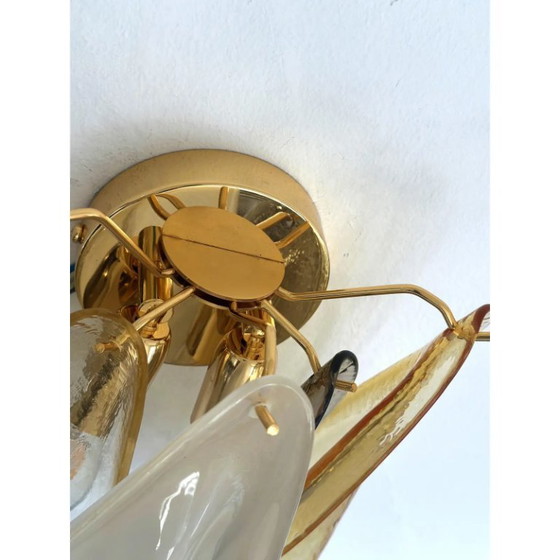 Image 1 of Contemporary Modern Multicolor Amber "Rondini" Murano Wall Sconces- Set of Two