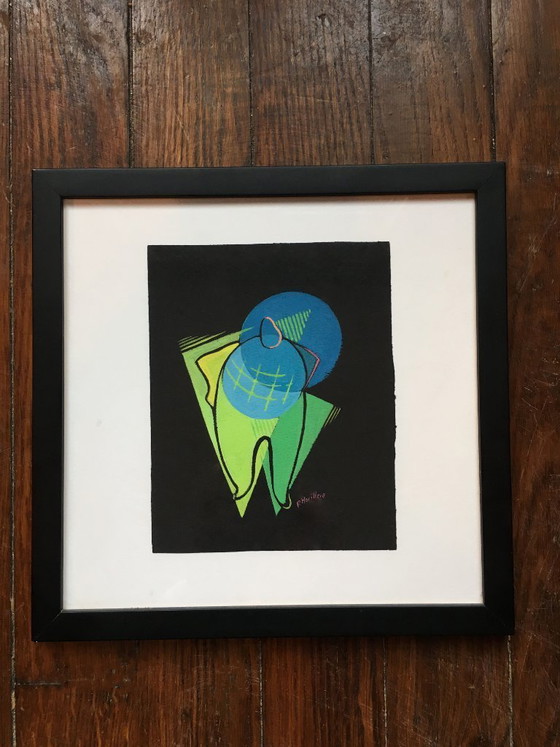 Image 1 of Small Cubist painting. France, 1950s