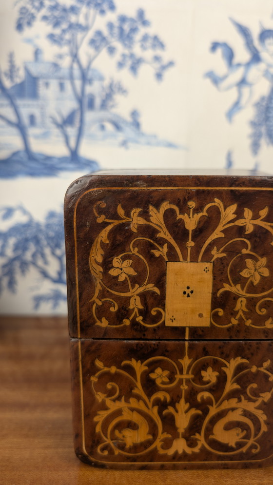 Image 1 of Porta carte in legno e intarsi, decorazione rinascimentale, periodo Napoleone III