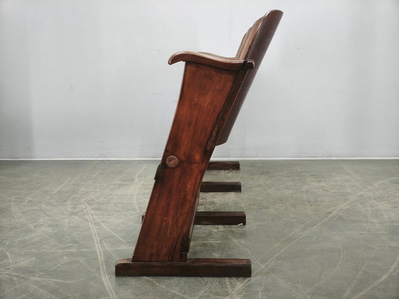Image 1 of Zeldzame Tsjechoslowaakse bioscoopbank met drie zitplaatsen uit de jaren 1920, in Thonet-stijl.