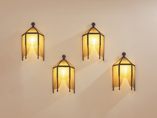 Jean Perzel set of four original cut glass wall lights from 1930s 