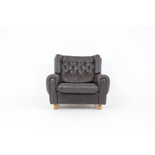 Fauteuil en cuir brun de Vyber, 1970