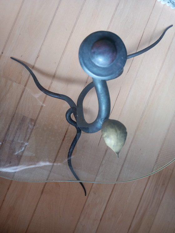 Image 1 of Special Glass Table With Cast Iron Base