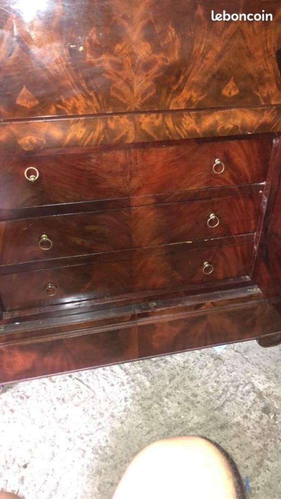 Secretary desk, Charles X period, flamed mahogany – Filing cabinets, Wood (photo 6 of 8)