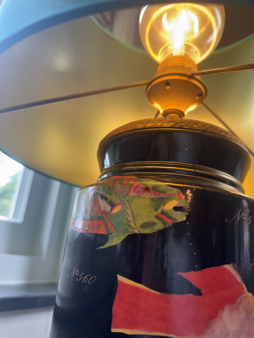 Staande tafellamp met zijden kap 
