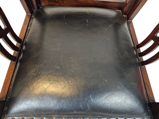 Image 1 of Art Deco - Arm Chair - Clubfauteuil - gebeitst hout - leren bekleding - Frankrijk - 1930's