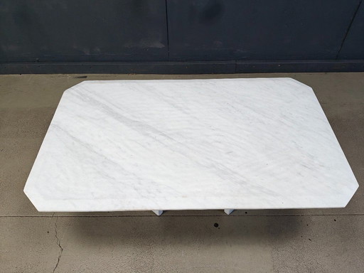 Vintage white marble coffee table, 1970s 