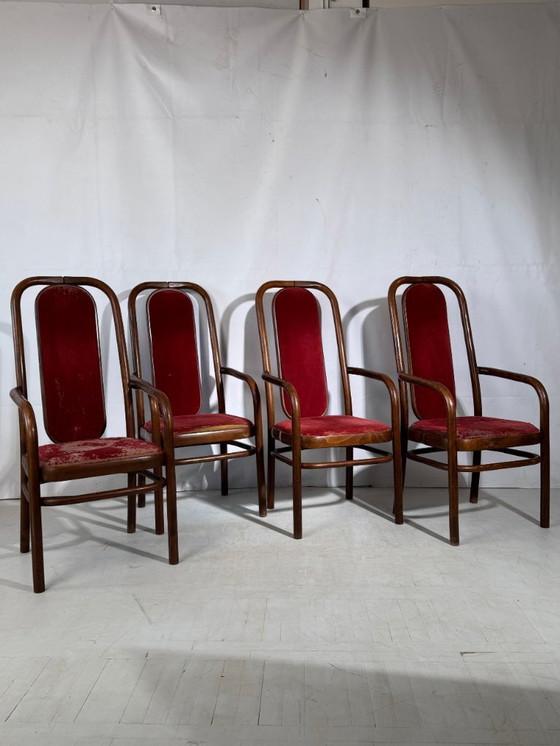 Image 1 of Set di 4 sedie da pranzo con schienale alto di Antonin Suman per Tatra Nabytok, anni '60