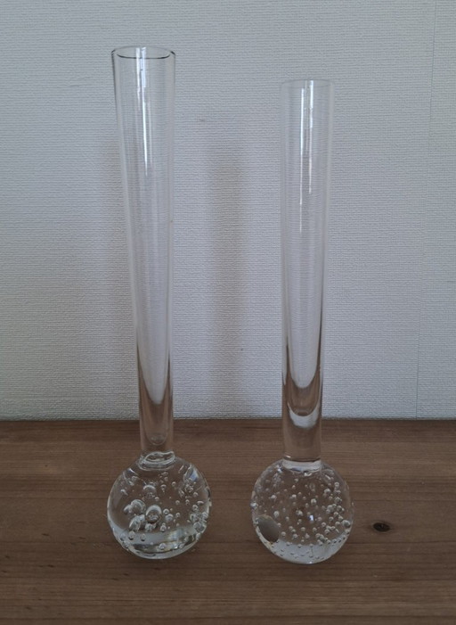 2 vasi vintage in vetro artistico trasparente Kosta Boda Bubble, provenienti dalla Svezia. – glaskunst, Glass