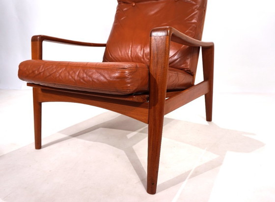 Image 1 of Poltrona Komfort in pelle di teak di Arne Wahl Iversen, 1960