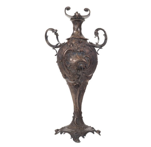Decorative vase rococo 1880 putto metal