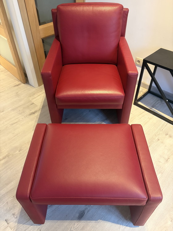 Leolux Armchair with matching Ottoman – Leather, Metal (photo 5 of 5)