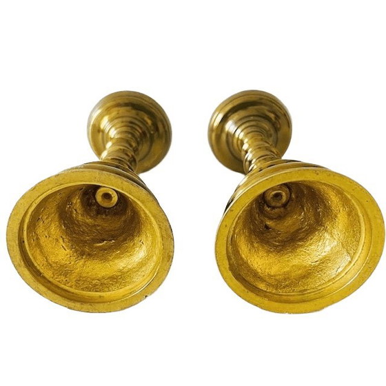 Image 1 of Juego de candelabros antiguos de balaustre de latón de la década de 1900