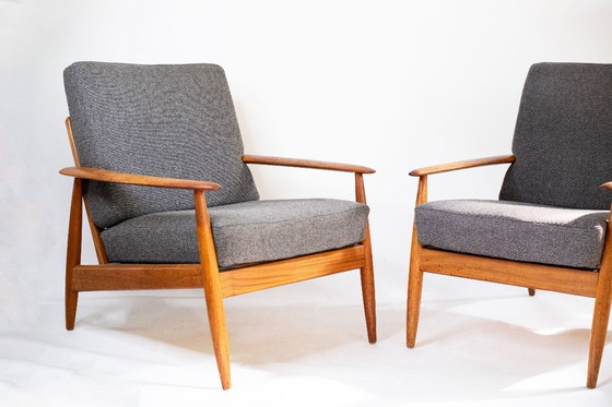 Image 1 of Mid-century easy chair with grey upholstery