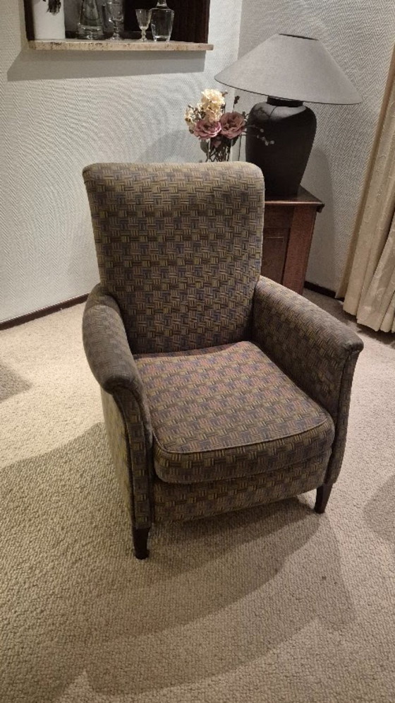 Vintage Designer Wingback Armchair with Oak Legs – Koekoek, Textile (photo 11 of 21)