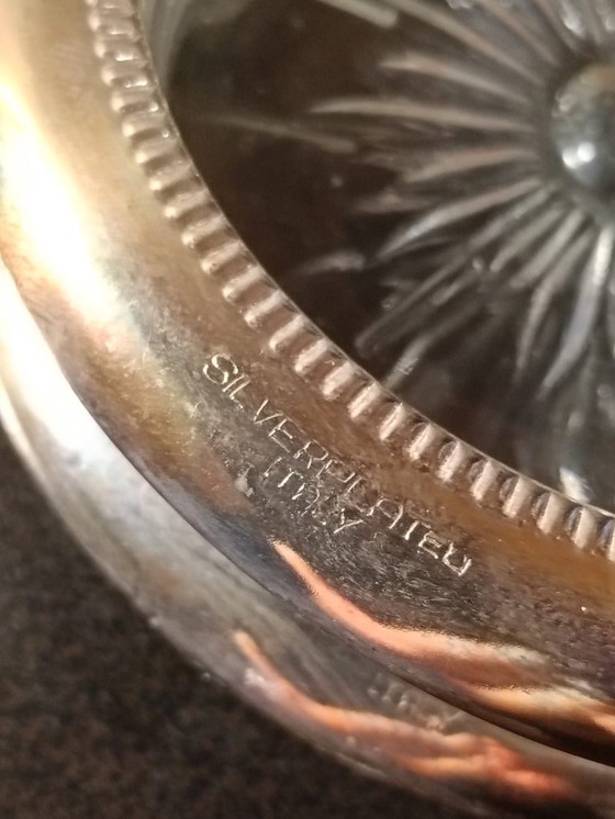 Image 1 of Set of 4 glass/silver plate coasters (Made in Italy)