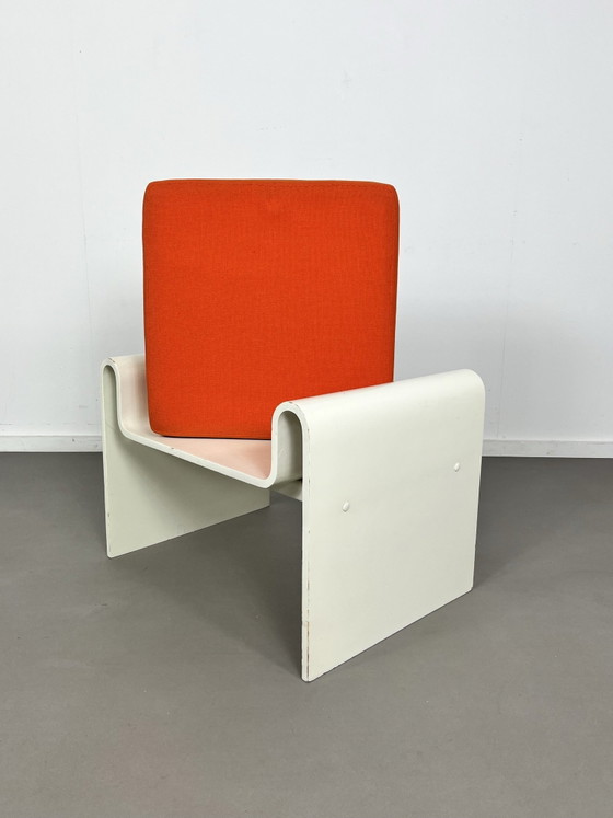 Sgabello design Vintage Space Age anni settanta, Sgabelli, Legno, Tessile, Arancione (foto 4 di 7)