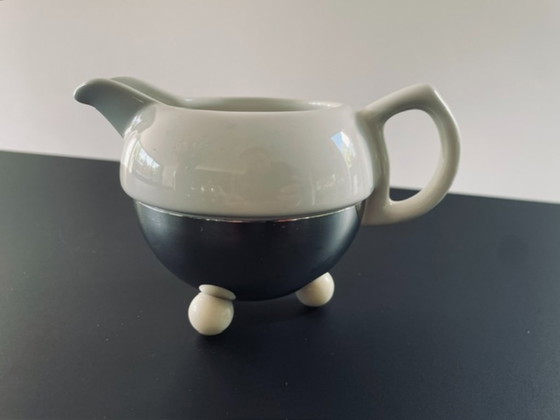 Image 1 of Servizio da tè/caffè vintage – ceramica e acciaio inossidabile – 3 pezzi
