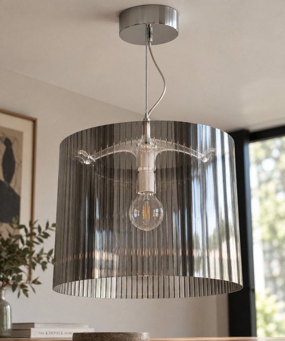Set de 3 Kartell Gè Suspensions – Ferruccio Laviani – gris fumé – Plastic, Chrome (photo 3 of 5)