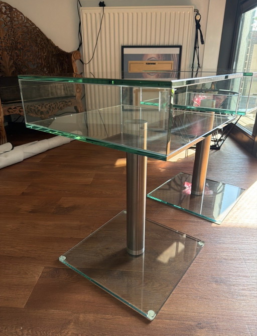 Dos mesitas auxiliares Helderr – bijzettafels, Glass, Metal
