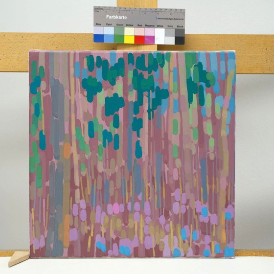 Image 1 of Painting "End of Winter", hand-painted unique piece, nature, landscape painting, acrylic painting 40x40cm