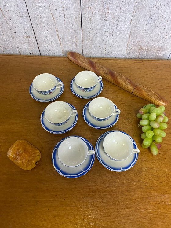 Image 1 of Set di 6 tazze e piattini vintage "Elorn"