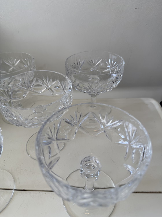 Image 1 of Set of 5 crystal coupe champagne glasses