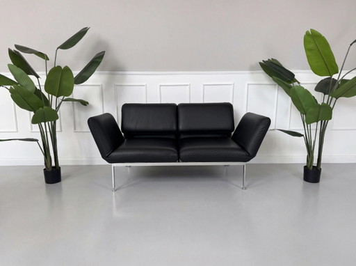 Brühl Roro Small Designer Leder Schwarz Sofa Schlafsofa
