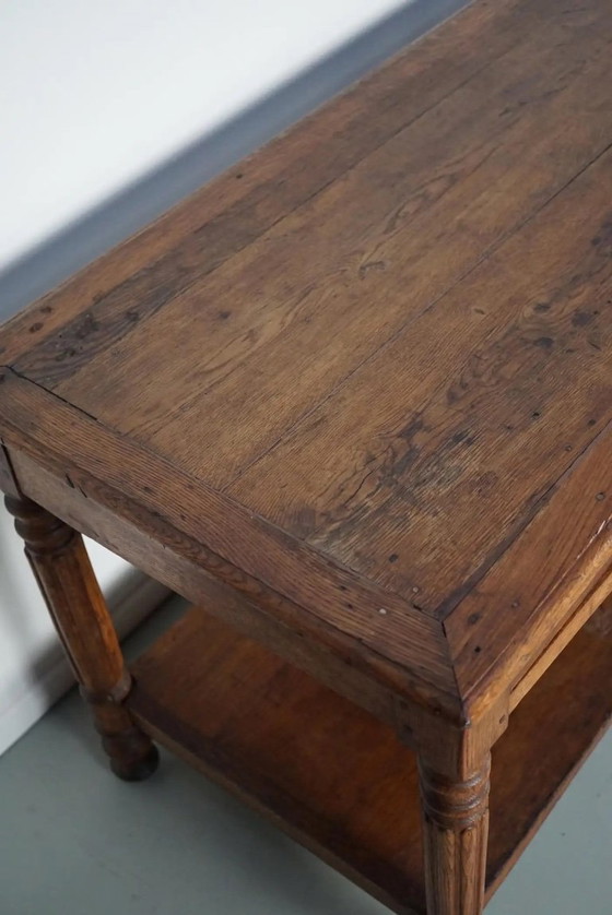 Image 1 of Antiker französischer Konsolentisch/Beistelltisch aus Eichenholz aus dem 19. Jahrhundert (rustikaler Stil)