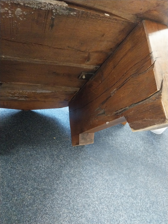 Image 1 of 1 x brutalistischer, schwerer Couchtisch aus Eiche aus den 1970er Jahren