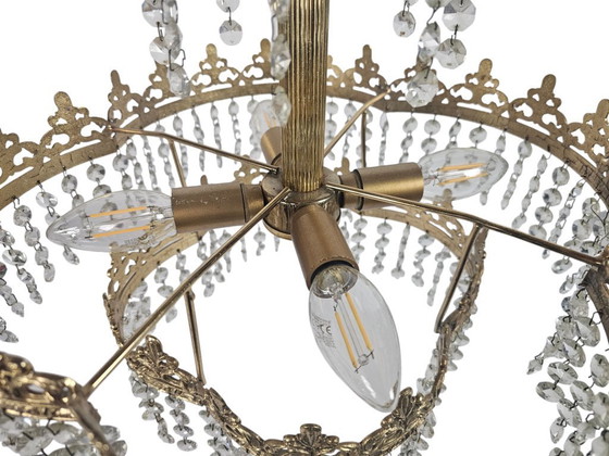 Image 1 of Chandelier - Hollywood Regency - gilded - crystal - 3rd quarter of the 20th century