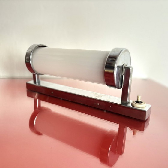 Image 1 of Functionalist wall lamp, glass tube shadow, Czechoslovakia, 1950s