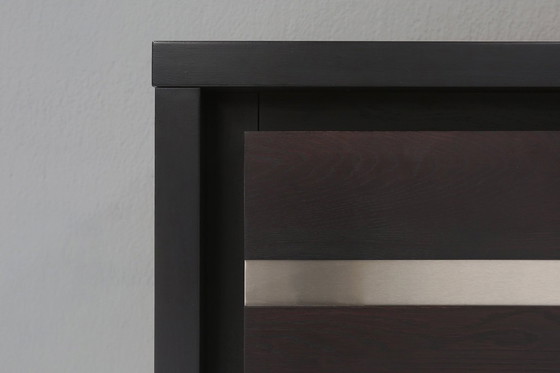 Image 1 of Brutalist Mid-century Belgian Black Oak Sideboard, Belgium 1970s