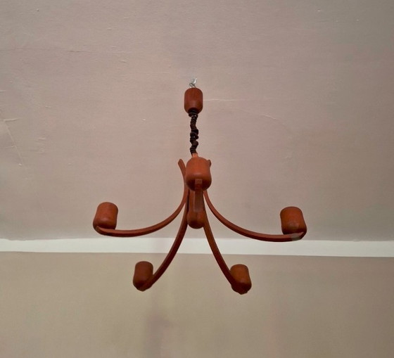 Image 1 of Lampadario in teak ad altezza variabile di Domus, Danimarca, anni '70.