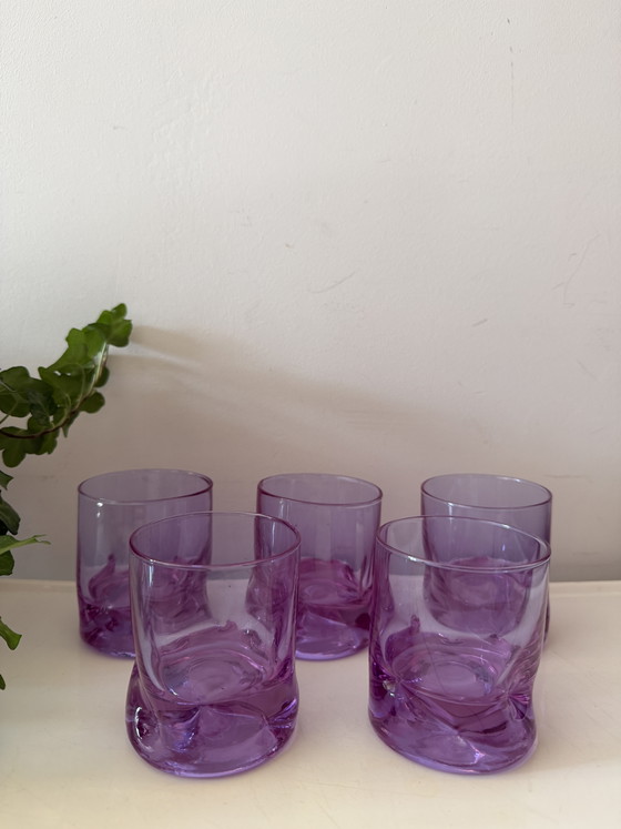 Italiaanse Vintage Tumbler Glazen Lila Jaren 70 – Glazen & Karaffen, Glass (photo 3 of 7)