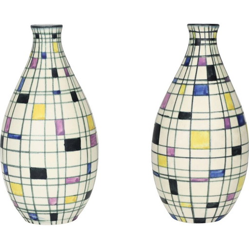 Paire de vases vintage par Maria Kohler pour Villeroy et Boch, France 1950