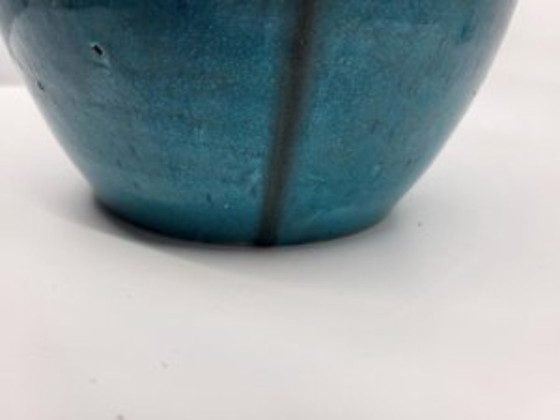 Image 1 of Primavera geglazuurde aardewerk vaas Art Deco Frankrijk Blauw