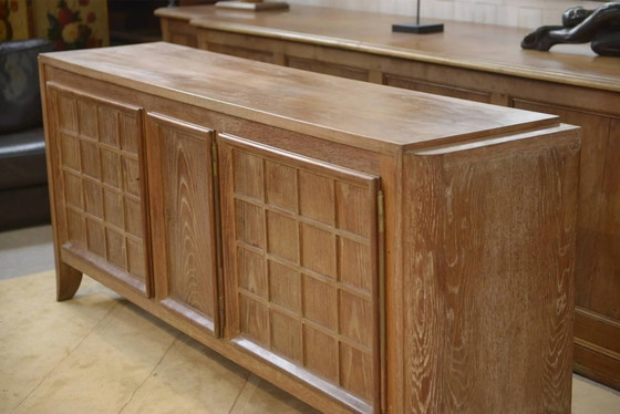 Cerused oak sideboard signed Maurice Rinck 1940s – Storage cabinet, Vintage (photo 9 of 17)