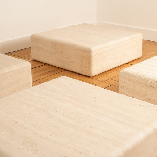 4 Square Travertine Tables