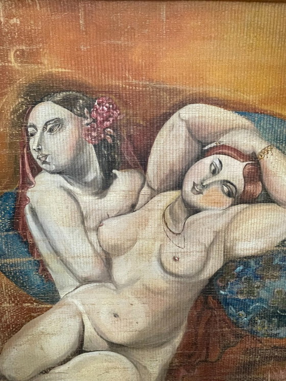 Image 1 of Art Deco Cubist style decoration painted on bamboo