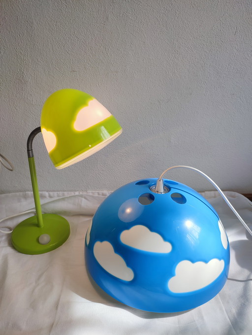 2 x Ikea Wskojig clouds lamp desk lamp pendant lamp Hendrik Preutz blue green