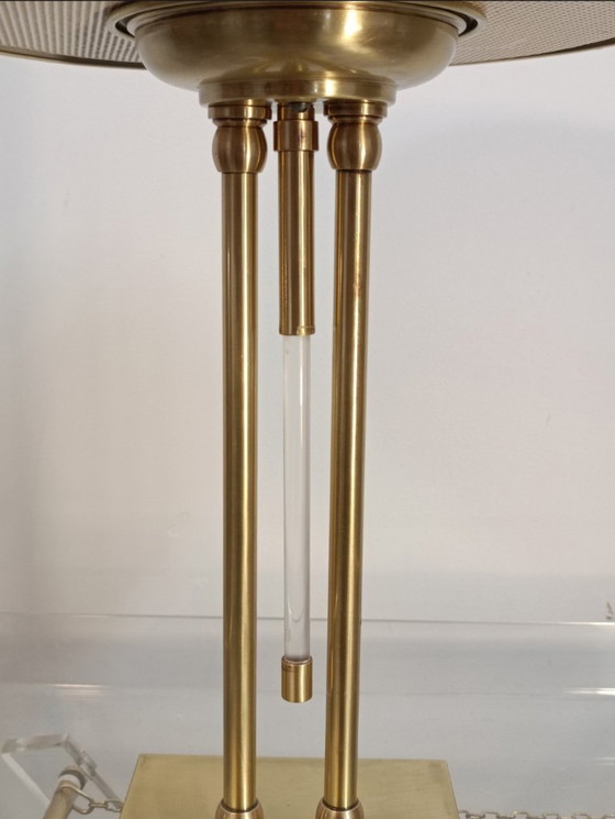 Image 1 of Tischlampe aus perforiertem Messing, 1954