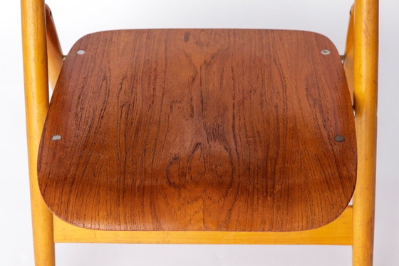 Image 1 of 1 van 10 Egon Eiermann SE18 klapstoel, 1950 Wilde + Spieth, Vintage Mid Century Beuken Eetkamerstoel, Duits ontwerp