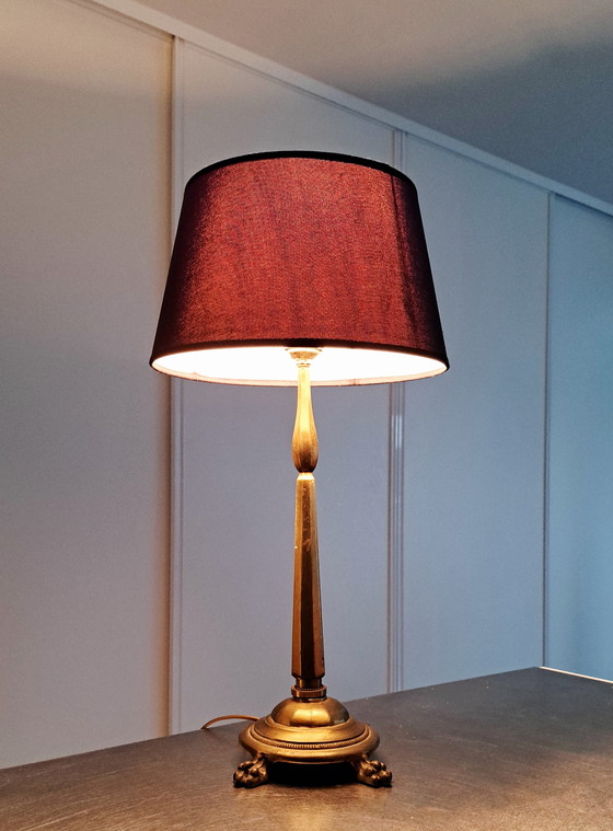 Image 1 of Lampada da tavolo a colonna francese in bronzo