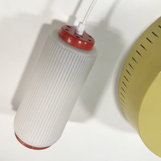 Image 1 of Hanging lamp - Opaline & Perforated Metal - Jo Hammerborg - Fog & Mørup - 1960