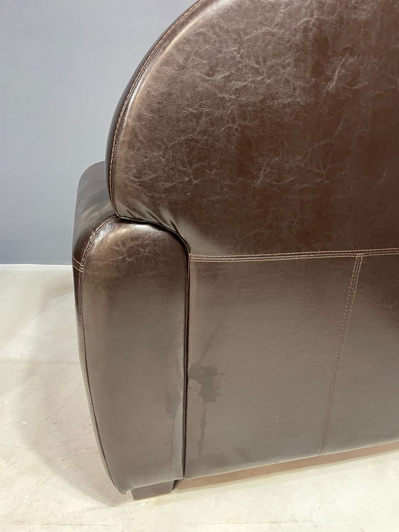 Image 1 of Paar leren fauteuils in Franse art-decostijl, jaren 70