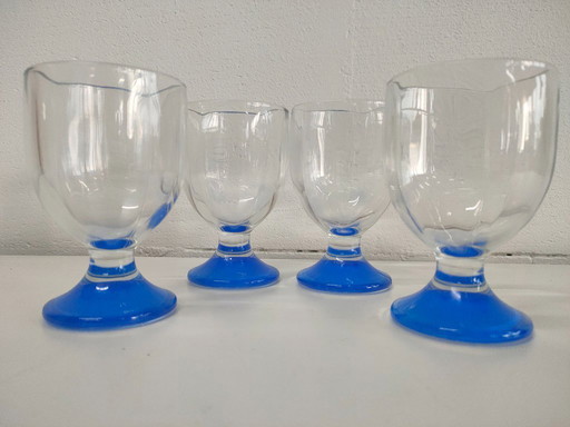 Set of 4 design vintage Italiaanse wijnglazen (mogelijk Bormioli Rocco)