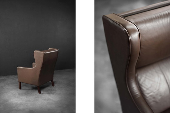 Image 1 of Poltrona danese moderna in pelle marrone di metà secolo, anni '60