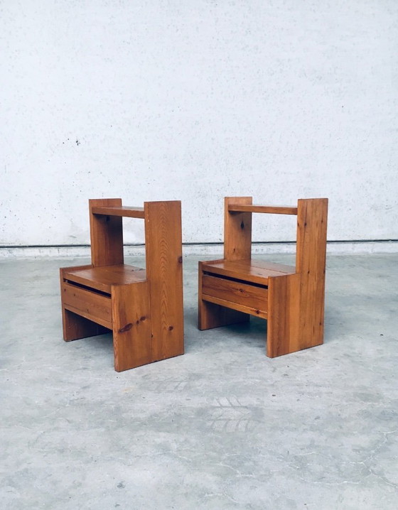 Image 1 of Midcentury Scandinavian Design Pine Bedside Table Set, 1960's Sweden